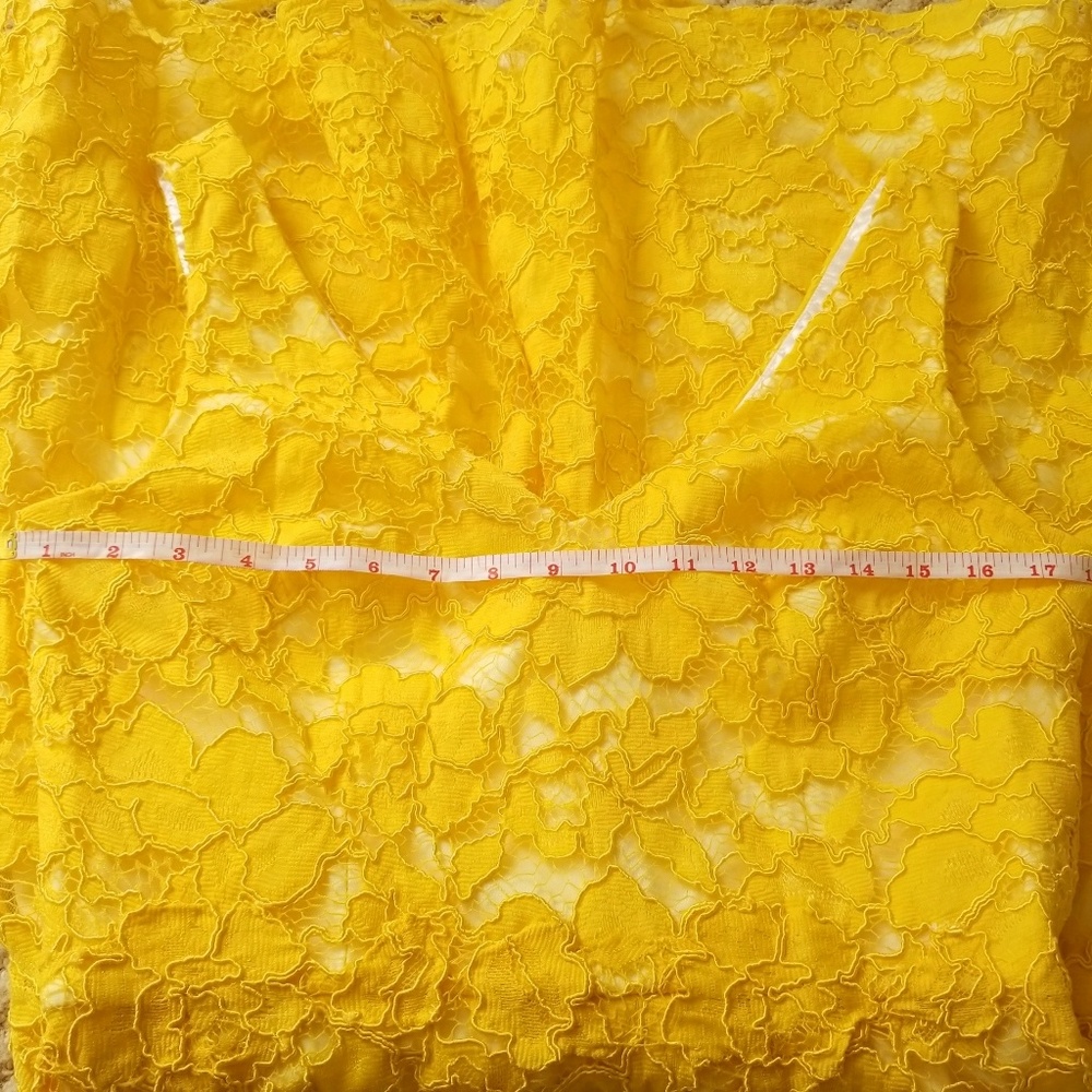 NWT Monique Lhuillier Yellow Lace Cocktail Dress - Picture 7 of 8